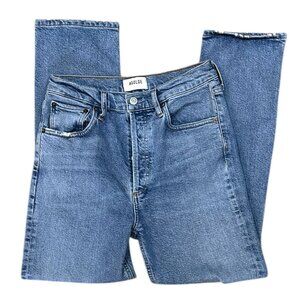 AGOLDE Riley Tapered Leg High Rise Jeans Distressed Button Fly